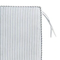 Navy Ticking Striped Gusseted Outdoor Deep Seat Cushion -Patio Furniture Shop navy ticking striped gusseted outdoor deep seat cushion 2