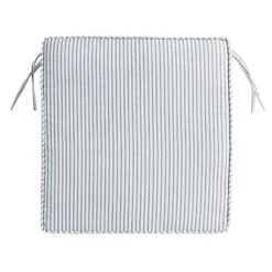 Navy Ticking Striped Gusseted Outdoor Deep Seat Cushion