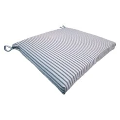 Navy Ticking Striped Outdoor Square Seat Cushion