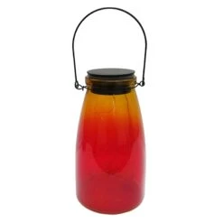 Orange Ombre Decorative LED Glass Lantern, 10"