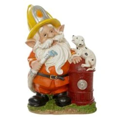Outdoor Fireman Garden Gnome Figurine, 15"
