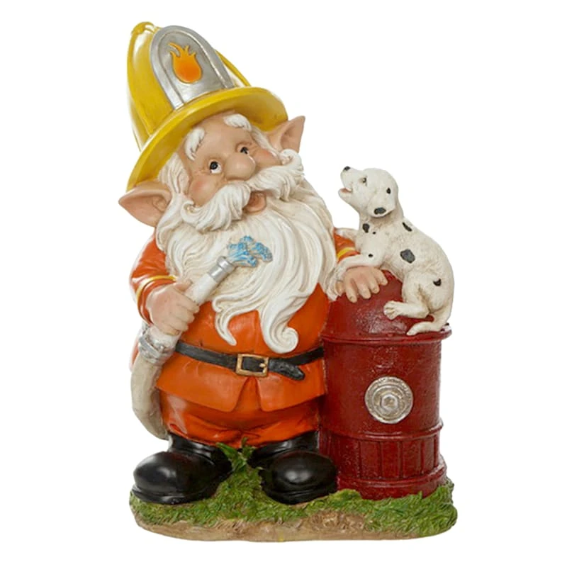 Outdoor Fireman Garden Gnome Figurine, 15" 1 Outdoor Fireman Garden Gnome Figurine, 15"