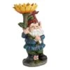 Outdoor Garden Gnome Holding Sunflower Figurine, 19"