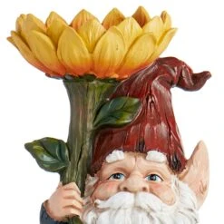 Outdoor Garden Gnome Holding Sunflower Figurine, 19" -Patio Furniture Shop outdoor garden gnome holding sunflower figurine 19 4