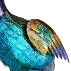 Outdoor Green & Blue Metal Peacock Figurine, 35.5" -Patio Furniture Shop outdoor green blue metal peacock figurine 35.5 3