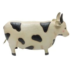 Outdoor Metal Cow Figurine, 9"