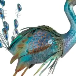 Outdoor Metal Peacock Figurine With Acrylic Jeweled Tail, 38.5" -Patio Furniture Shop outdoor metal peacock figurine with acrylic jeweled tail 38.5 5