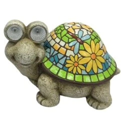 Outdoor Mosaic Turtle Solar Light Figurine, 10.5x7