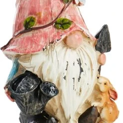 Outdoor Orange Hat Garden Gnome Figurine, 9" -Patio Furniture Shop outdoor orange hat garden gnome figurine 9 3