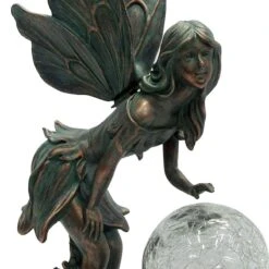 Outdoor Rustic Copper Fairy Solar Orb Light Figurine, 15.5" -Patio Furniture Shop outdoor rustic copper fairy solar orb light figurine 15.5 2