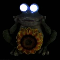 Outdoor Sunflower Frog Solar Light Figurine, 10.5" -Patio Furniture Shop outdoor sunflower frog solar light figurine 10.5 2