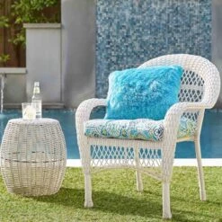 Outdoor Wicker Chair, White -Patio Furniture Shop outdoor wicker chair white 2