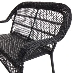 Outdoor Wicker Settee, Black -Patio Furniture Shop outdoor wicker settee black 3