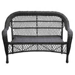 Outdoor Wicker Settee, Black -Patio Furniture Shop outdoor wicker settee black 4