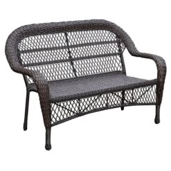 Outdoor Wicker Settee, Brown