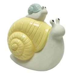 Outdoor Yellow Terracotta Snail Figurine, 7.5"