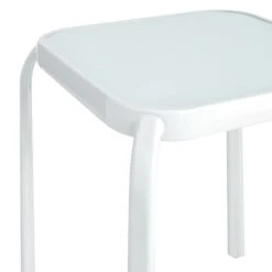 Painted White Square Glass End Table, 16" -Patio Furniture Shop painted white square glass end table 16 2