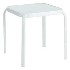 Painted White Square Glass End Table, 16"