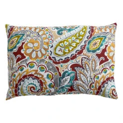 Paisley Chili Lumbar Outdoor Throw Pillow, 14x20