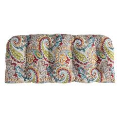 Paisley Chili Outdoor Wicker Settee Cushion