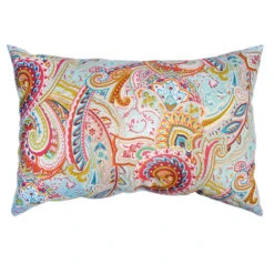 Paisley Multicolor Outdoor Lumbar Throw Pillow, 14x20