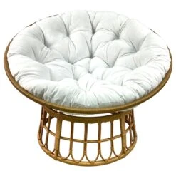 Papasan Outdoor Wicker Chair With Tufted Cushion