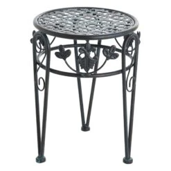 Patina Finish Metal Plant Stand, Small