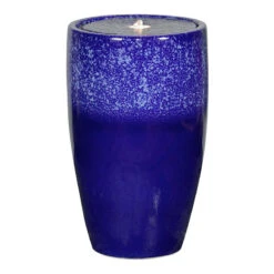 Pre-Lit Blue Ceramic Fountain, 22"