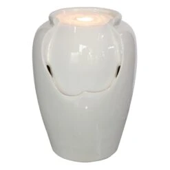 Pre-lit Cream Ceramic Fountain, 19"