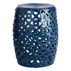 Providence Blue Lattice Ceramic Garden Stand, 17.7"