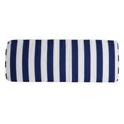 Providence Navy Blue Awning Striped Gusseted Outdoor Bench Cushion