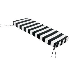 Providence Onyx Awning Striped Gusseted Outdoor Bench Cushion