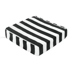 Providence Onyx Awning Striped Gusseted Outdoor Deep Seat Cushion