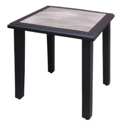 Providence Savannah Black Steel Outdoor Chat End Table