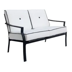 Providence Savannah Black & White Outdoor Loveseat