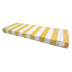 Providence Yellow Awning Striped Gusseted Outdoor Bench Cushion