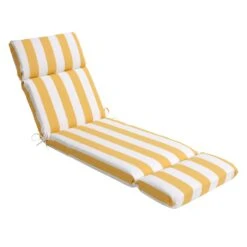 Providence Yellow Awning Striped Universal Outdoor Chaise Lounge Cushion