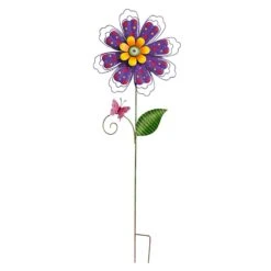 Purple Flower Garden Stake, 13.8"