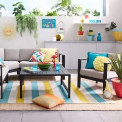 Ray Warm Multicolor Geo Outdoor Throw Pillow, 17" -Patio Furniture Shop ray warm multicolor geo outdoor throw pillow 17 3