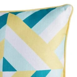 Ray Yellow & Blue Geo Outdoor Throw Pillow, 17" -Patio Furniture Shop ray yellow blue geo outdoor throw pillow 17 2