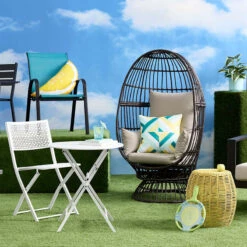 Ray Yellow & Blue Geo Outdoor Throw Pillow, 17" -Patio Furniture Shop ray yellow blue geo outdoor throw pillow 17 4