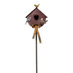 Red Metal Birdhouse Stake, 54"