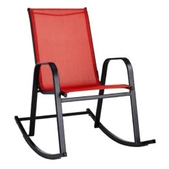 Red Sling Patio Rocking Chair
