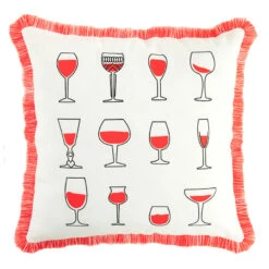 Rose Wine Glasses Outdoor Throw Pillow, 18"