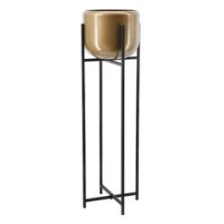 Round Bronze Metal Plant Stand, 29.7"