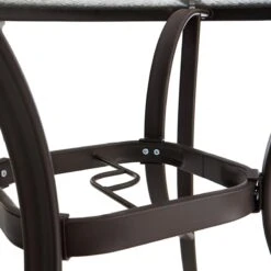 Round Water Wave Glass Top Outdoor Dining Table, Brown -Patio Furniture Shop round water wave glass top outdoor dining table brown 2