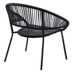 Round Wicker Outdoor Lounge Chair, Black -Patio Furniture Shop round wicker outdoor lounge chair black 4
