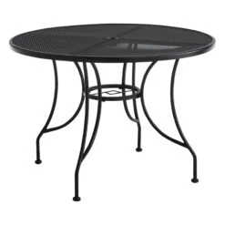 Round Wrought Iron Outdoor Dining Table, 42"