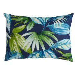 Seneca Navy Lumbar Outdoor Throw Pillow, 14x20