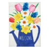 Spring Flowers Welcome Watering Can Yard Flag, 18"